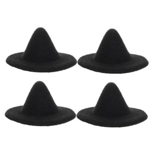 Yardwe 4 Stück Mini-Zaubererhut Halloween-Mini-Hexenhüte kleine Zaubererhüte Puppenkostümzubehör Miniatur-Hexenhüte Kleiner hexenhut Kleiner Hut süße Accessoires Handwerksdekorationen Eva von Yardwe