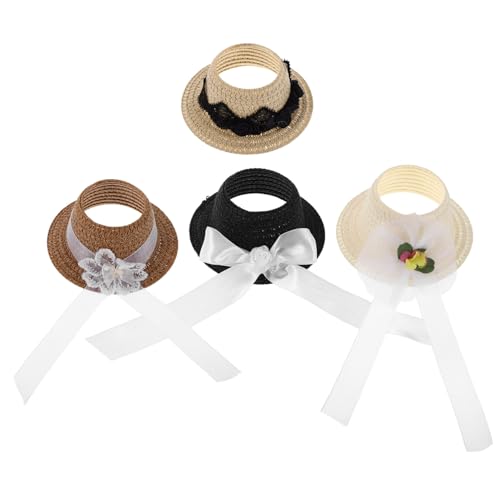 Yardwe 4 Stück Mini Zylinderhüte für Puppen Kleine Stoff-Topper mit Schleifendekor Modische Miniatur-hutkappen für DIY Bastelprojekte Rollenspiele Festliche Puppenaccessoires von Yardwe