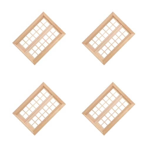 Yardwe 4 Stück Miniatur-Puppenhausfenster Im Maßstab 1:12 Feenfensterrahmen Ideal Für Die DIY-Puppenhausdekoration von Yardwe