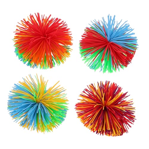 Yardwe 4 Stück Bunte Silikon Stressbälle für Kinder Flauschige Sensorikbälle Weiche Pom Bälle für Aktives Spiel im Freien Fidget Spielzeuge Fördert Taktiles Engagement von Yardwe