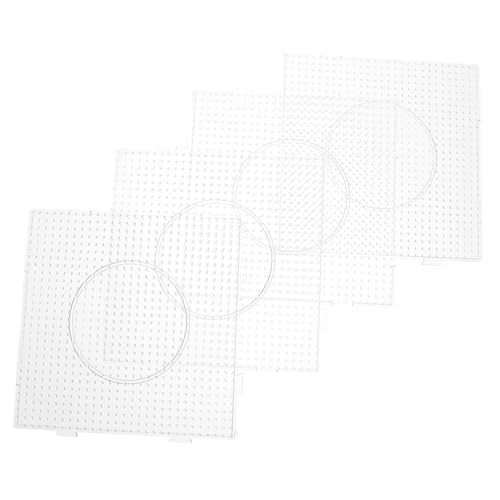 Yardwe 4 Stück Perlensteckplatten Sicherungsperlen, Stecktafeln, Bastelarbeiten Steckbrettperlen Bastelsets Sicherungsleisten Perlen Stecktafeln Acryl Transparent von Yardwe