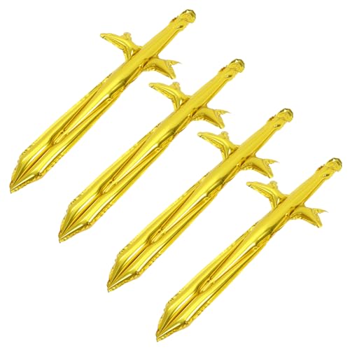 Yardwe 4 Stück Piratenschwerter-requisite Aufblasbare Spielzeuge Für Party Schaumstoffschwerter Piratenspielzeug Schwerter Für Halloween Cosplay Säbel Golden Aluminiumfolie von Yardwe