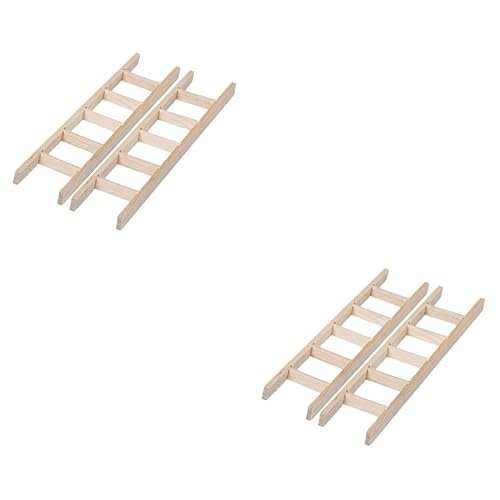 Yardwe 4 Stück Puppenhausleiter Strickleiter Miniaturen Zum Basteln Mini-Zwerge Minigarten Springende Spinne Miniatur-hausmöbel Mini-trittleiter Weiße Möbel Kleine Holzleiter Hölzern von Yardwe