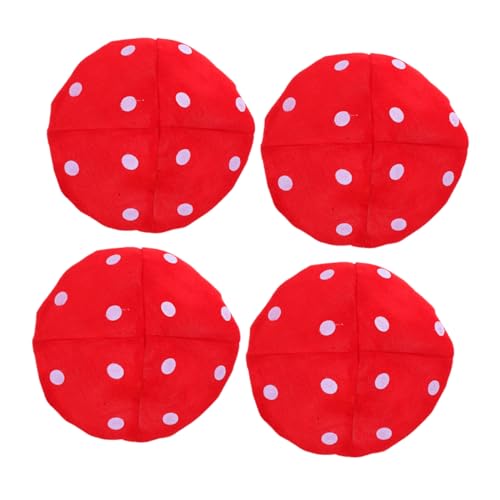 Yardwe 4 Stück Roter Pilzhut mit Weißen Punkten Kleine Kostüm Hüte für Leichter Bequemer Kopfschmuck für Cosplay Party Bühne und Verkleidung von Yardwe