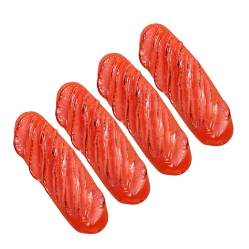Yardwe 4 Stück Simulation Lebensmittelmodell realistisches Fleischmodell künstliche Fleischmodelle Lebensmittelfotografie -Requisite realistische Wurst Hot-Dog-Modelle PVC rot von Yardwe