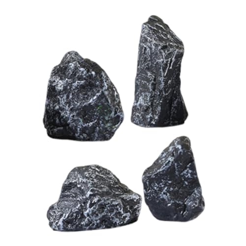 Yardwe 4 Stück Simulierte Steingartenornamente Landschaft Felsen Miniaturgartenberg Miniatur-steingarten Künstlicher Stein Drinnen Material Deko Gefälschter Stein Kunstharz Black von Yardwe
