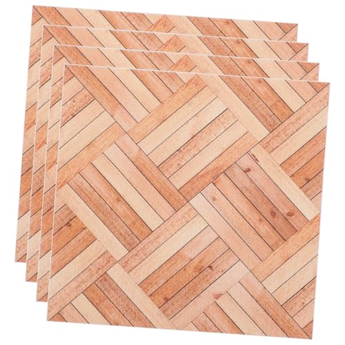 Yardwe 4 Stück Simuliertes Holzkornboden Miniatur Puppenhaus bastelset bastelsets für puppenstubenmöbel Mini-Ornamente zum Basteln Mini-Dielendekoration PVC von Yardwe
