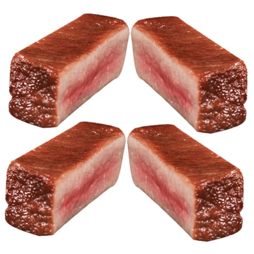 Yardwe 4 Stück Steak-Modell Künstliche Steakmodelle Simuliertes Steak Roastbeef Fleischmodell Requisiten Für Die Steakfotografie Gefälschtes Gekochtes Fleisch Falsches Fleisch PVC Braun von Yardwe