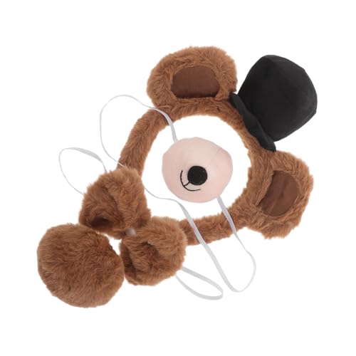 Yardwe 4 Stück Teiliges Bärenkostüm Set mit Ohren Stirnband Nase Fliege Plüschige Tierkostüm Accessoires für Erwachsene für Halloween Cosplay und Partys von Yardwe