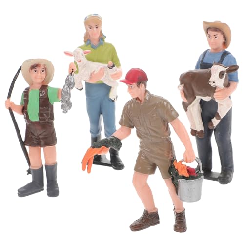 Yardwe 4 Stück Miniatur Bauernfigur Realistische Bauernmodell Charaktere für Kuchen Dekoration und Spielzeug von Yardwe