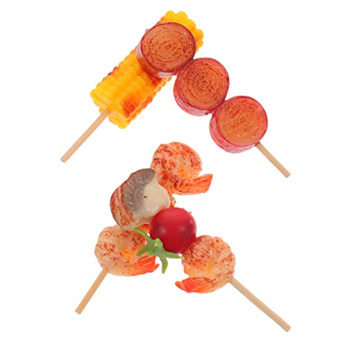 Yardwe 4 Stück Teiliges Grill Realistische Künstliche BBQ Modelle für Fotografie Requisiten und Dekoration Shrimps Mais Zwiebel und Jakobsmuscheln von Yardwe