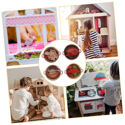 Yardwe 4 Stück Teiliges Miniatur Hot Pot aus Resin Detailreiche Chinesische Spielküchen-deko Leichte Puppenhaus-essensmodelle für DIY-szenen Geeignet für Nachspielen und Miniaturküchen von Yardwe