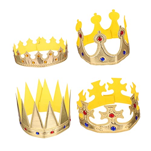 Yardwe 4 Stück Teiliges für Halloween und Geburtstagsfeiern Goldene Königskrone Dekorativer Haarreifen für Cosplay Requisite Partyzubehör von Yardwe