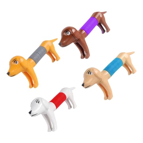 Yardwe 4 Stück Teleskop-Hundespielzeug Welpe Kauer lustiges Stretch- Party Gefälligkeiten Druckspielzeug Röhrenspielzeug Entlastungsspielzeug sensorisches Plastik von Yardwe
