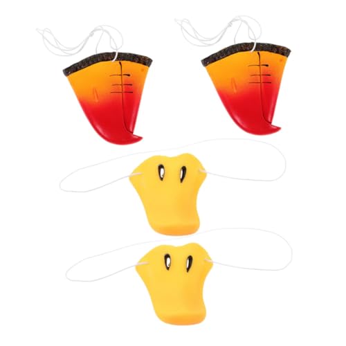 Yardwe 4 Stück Tiernasenmasken Realistische Enten und Papageiennasen für Kostümpartys Halloween und Geburtstagsfeiern Robuste und Wiederverwendbare Verkleidungsaccessoires aus von Yardwe