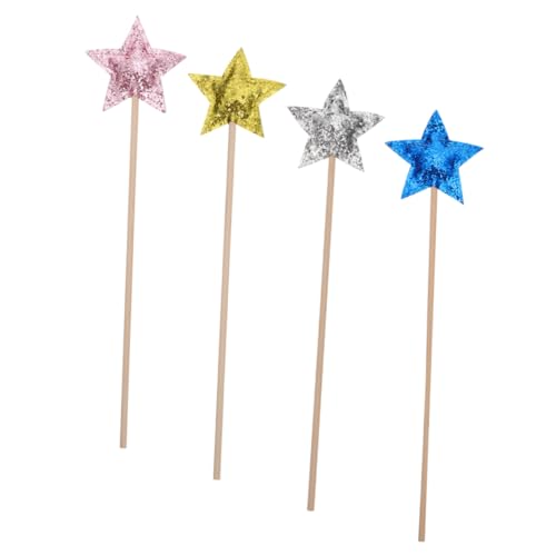 Yardwe 4 Stück Zauberstab Requisiten Rosa Hexenstab Stöcke Party Feenstab Sterne Mädchen Feenhaftes Star Design Feenstäbe Fee Zauberstäbe Sternförmiger Feenstock Stoff von Yardwe