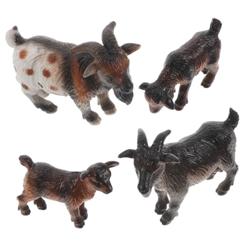 Yardwe 4 Stück Ziegenmodell Schafe Bauernspielzeug Farmtierdekor Realistisches Tiermodell Ziegenfiguren Schaf-Kuchen-Topper Ziegenspielzeug Kleine Tierfiguren Coffee PVC von Yardwe