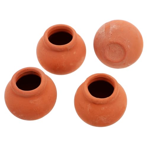 Yardwe 4 Stücke Mini-Blumentopf aus Keramik Mini Tontöpfe zum Basteln DIY-Miniatur-Puppenhaus-Bausätze Küchenzubehör für Puppenstuben Minivase für Puppenhaus Orange von Yardwe