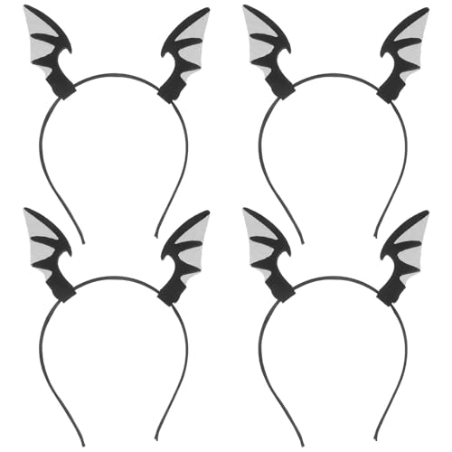 Yardwe 4-teiliges Fledermaus-Stirnband: Süßes Halloween-Haar-Accessoire mit Grusel-Motiv – Fledermausohren-Stirnband für Frauen – Halloween-Party-Haarband für Party-Gastgeschenke von Yardwe