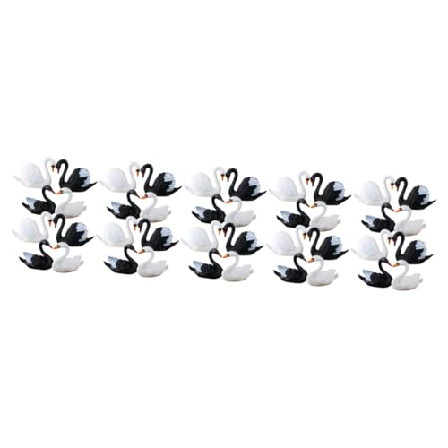 Yardwe 40 Stk schwarze und weiße Schwanenverzierung mikrolandschaft house decoration Schwan Cupcake Topper Minifigur aus Harz Kuchendekorationen Tiere Schwan-Ornament kleine Tierfiguren von Yardwe