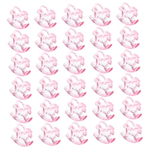 Yardwe 48 Stück Partydekorationen für die Taufe Willkommen Duschen Junge Andenken party zubehör weihnachtsdekoration Babyparty-Desktop-Dekoration Schaukelpferd Acryl Rosa von Yardwe