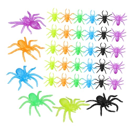 Yardwe 48 Stück Teiliges Halloween Deko Fake Spinnen Farben TPR Weiche Dehnbare Streicheltier Spielzeuge Realistische Simulation für Party Pranks Goodie Bags Gruselige Festtagsdeko von Yardwe