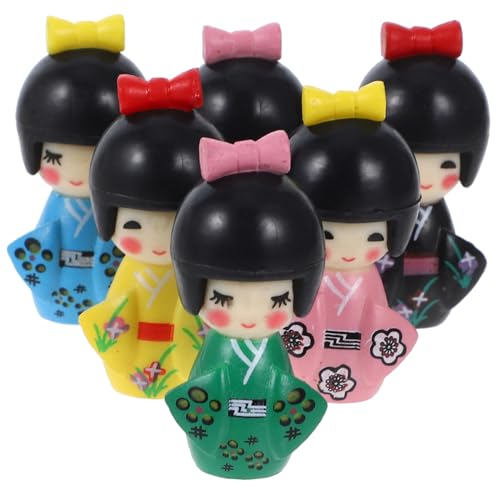 Yardwe 48 Stück Teiliges Japanische Kimono Puppen Miniaturfiguren aus Robustem PVC Traditionelle Handwerkskunst Bemalt Dekorativ für Schreibtisch Kreative Geschenkidee für Sammler von Yardwe