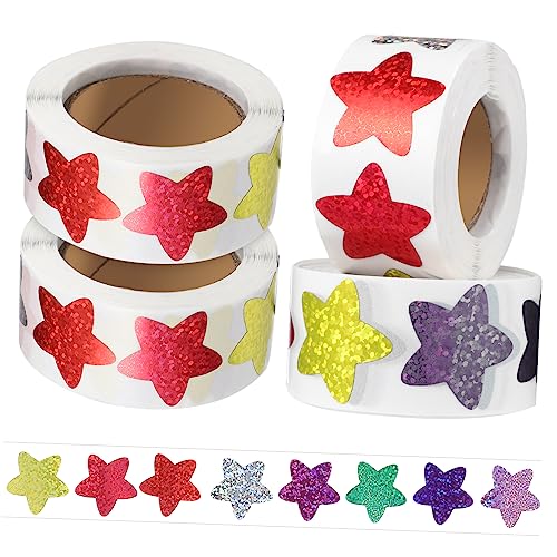 Yardwe 4Rollen Selbstklebende Sternaufkleber Für Belohnungsaufkleber Und DIY Bastelaufkleber Geschenkboxen Und Kreative Projekte von Yardwe