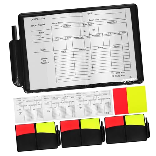 Yardwe 4Sätze Schiedsrichterkarten Set Teiliges Rot Gelb Karten Set Mit Halter Notizbuch Und Bleistift Für Fußball Volleyball Und Schiedsrichter Einsatz von Yardwe