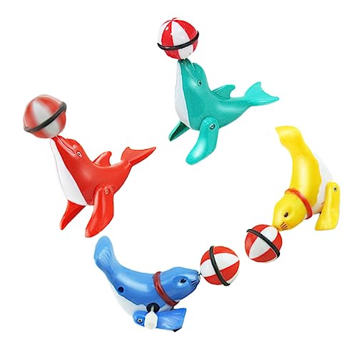 Yardwe 4Stücke Aufziehspielzeug Seelöwen Lebensechte Modelle Ohne Batterie Für Bewegliche Spielzeuge Zufällige Farben Perfektes Partygeschenk von Yardwe