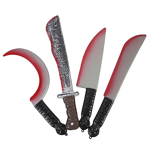 Yardwe 4Stücke Halloween Bloody Messer Realistische Kunststoff Requisiten Für Gruselige Partys Blutige Cutter Und Fantasy Für Halloween Dekoration Und Cosplay von Yardwe