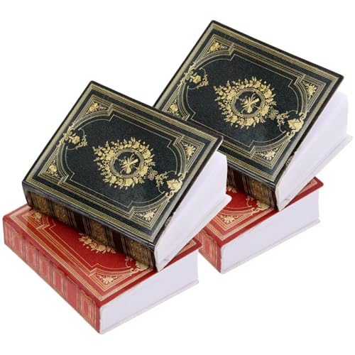 Yardwe 4Stücke Miniaturbücher Für Puppenhaus Klassische Mini Dekoration Für Kreatives Zubehör Für Puppenhaus Kinderzimmer von Yardwe