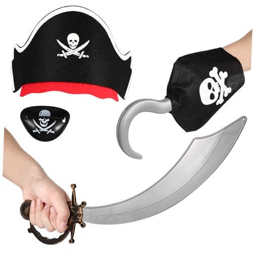 Yardwe 4Stücke Teiliges Halloween Piratenkostüm Für Piratenkopftuch Augenklappe Handhaken Und Piratendolch Zubehör Für Karneval Cosplay Und Halloween Feiern Yardwe 4Stücke Teiliges Halloween Piratenkostüm Für Piratenkopftuch Augenklappe Handhaken Und Piratendolch Zubehör Für Karneval Cosplay Und Halloween Feiern von Yardwe