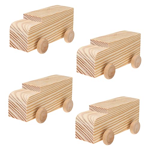 Yardwe 4Stücke Teiliges Hölzernes Mini Auto Handbemalte DIY Graffiti Modelle Für Kreatives Malspielzeug Für Kindergarten Spielzeugauto Aus Holz Natürlicher Farbe von Yardwe