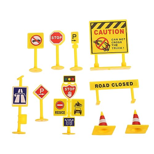 Yardwe 5 Mikro-Landschafts-Verkehrsschild Miniatur Straße klein Dekoration Szene verkehrsschilder verkehrszeichen Mikrolandschaftsornament DIY Mini Wegweiser Plastik Yellow von Yardwe