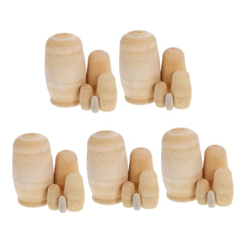 Yardwe 5 Sätze DIY Russische Puppen aus Holz Lagige Unbemalte Nesting Dolls Blanko Bastelset für Kreative Malprojekte Platzsparend Stapelbar für Familie Yardwe 5 Sätze DIY Russische Puppen aus Holz Lagige Unbemalte Nesting Dolls Blanko Bastelset für Kreative Malprojekte Platzsparend Stapelbar für Familie von Yardwe