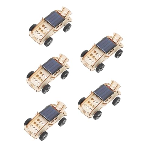 Yardwe 5 Sätze DIY Solar Holzauto Bausatz Pädagogisches Solar Holzspielzeug für Leichter Aufbau Schadstofffrei Fördert Naturwissenschaftliches Verständnis Geeignet für Jungen und Mädchen von Yardwe