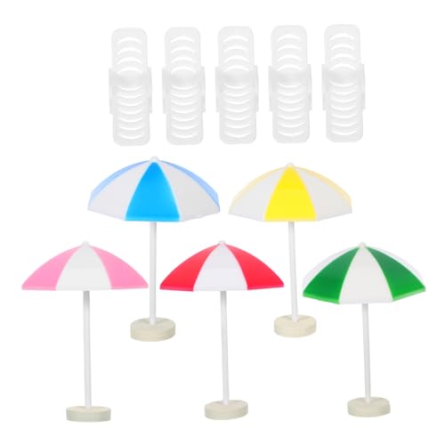 Yardwe 5 Sätze Miniatur Strandsonnenschirme und Stühle für Puppenhäuser Detailreiche Deko für Kreative Mikroszenen und Fotografie für Fantasievolles von Yardwe
