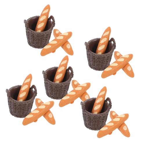Yardwe 5 Satz Teiliges Miniatur-brotkorb Realistischen Französischen Baguette-Modellen Leichte Puppenhaus-deko Detailgetreue Mini-bäckerei-Accessoires für Küchen-Dekoration und Fotografie von Yardwe