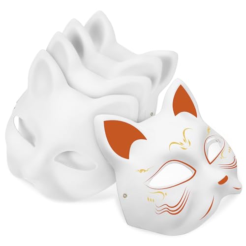 Yardwe 5 Stück Blanko Katzenmasken Unbemalte Diy Masken für Karneval Halloween und Maskerade Papiermasken mit Elastischen Bändern für Kreative Bastelprojekte von Yardwe