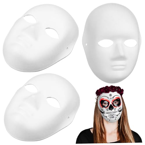 Yardwe 5 Stück Diy Weiße Papiermaske für Halloween und Maskerade Unbemalte Kostüm Masken für Frauen Leichte und Bequeme Verwendung für Gruppenveranstaltungen und Themenfeste von Yardwe