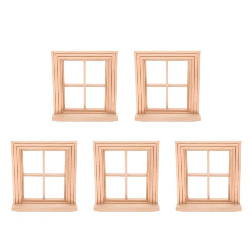 Yardwe 5 Stück Fensterrahmen Aus Holz Für Puppenhäuser: 1:12 Mini-Möbel DIY-Schlafzimmerzubehör Für Puppenhäuser von Yardwe