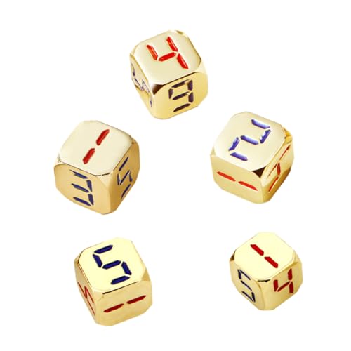 Yardwe 5 Stück Goldene Zahlenwürfel Ecke Mini Gerundet Party Riesige Klein Farbig Spiellehrwürfel Große Spiel Unterhaltungswürfel 6-seitige Zinklegierung von Yardwe