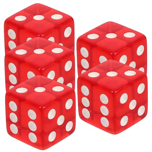 Yardwe 5 Stück Großes Würfelsieb 6 Seiten Partywürfel Transparente Brettspiel Klare Würfelspiele Tischspielwürfel Große Farbige Acryl Rot von Yardwe