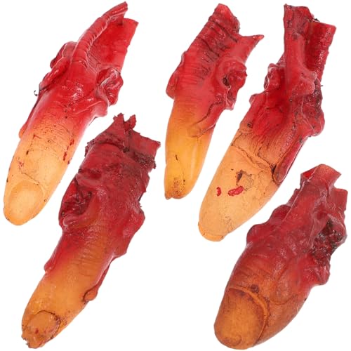 Yardwe 5 Stück Halloween Requisiten, Gruselige Zombie-Finger, Rote Halloween-Dekorationen, Streich-Partyzubehör, 5 cm, Kunststoff von Yardwe