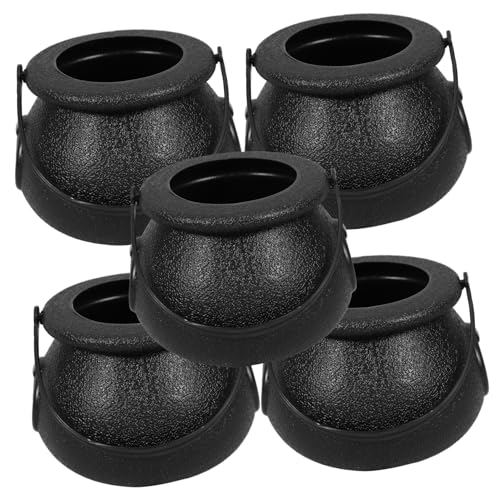 Yardwe 5 Stück Halloween-hexenglas Party Für Zaubererkessel Mini-kessel Mit Griff Gruselig Container Kesseltopf Glühen Halloween Kessel Wasserkocher Drinnen Streich Abs Black von Yardwe
