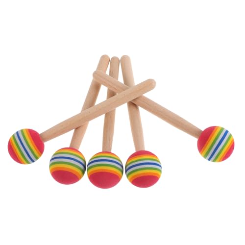 Yardwe 5 Stück Hammermusikspielzeug Schlagzeugstöcke Schlagholzstöcke Hammerstöcke Drumsticks Schlägelstöcke für Trommeln Montessori Schwamm von Yardwe