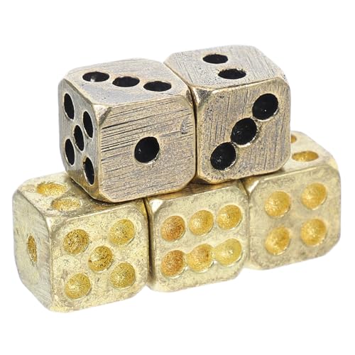 Yardwe 5 Stück Hochwertige Kupfer Kleine Spielwürfel für Zuhause Bar und Party Einzigartige Handwerkskunst Leicht und Tragbar für Unterhaltung und Brettspiele Zufällige von Yardwe