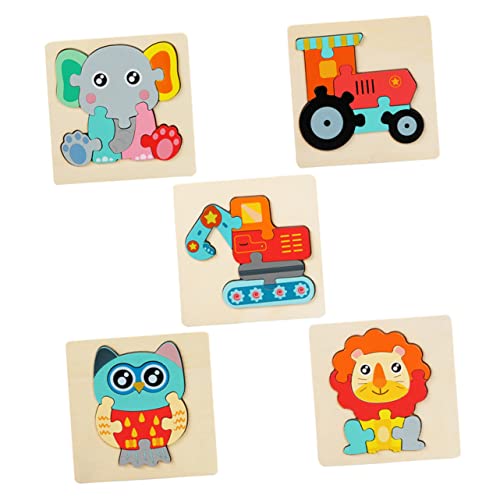 Yardwe 5 Stück Hölzernes Tierpuzzletayszeug tierische Blöcke Tier-Matching-Puzzle Kinderrätsel -Puzzle- Rätsel für Kindererziehung Tierpuzzlespielzeug Holz von Yardwe