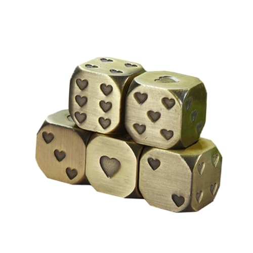 Yardwe 5 Stück Liebeswürfel aus Metall Spiel hoch Herz Partyzubehör metallwürfel Party-Accessoire Brett Herzwürfel aus Metall 13-mm- Masse Zinklegierung Golden von Yardwe